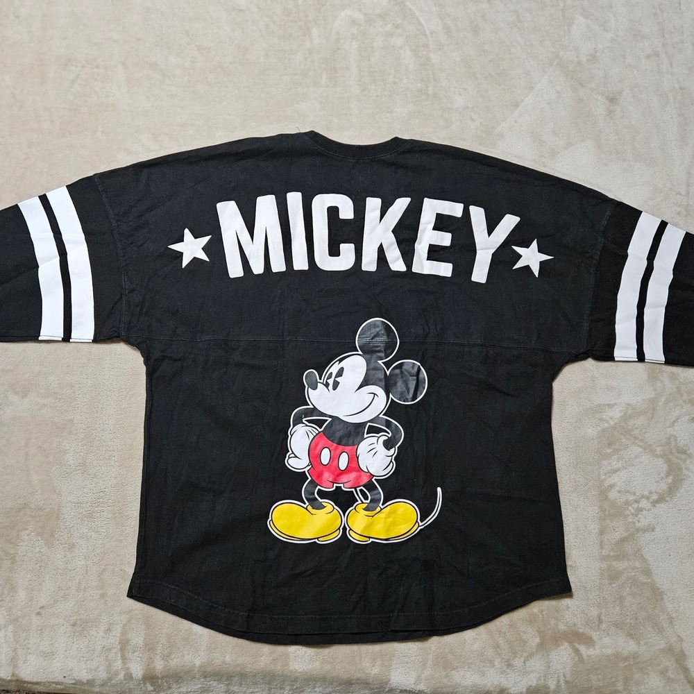 Disney Mickey Mouse Spirit Jersey Shirt Kids XL 16/18 Black Long Sleeve Graphic